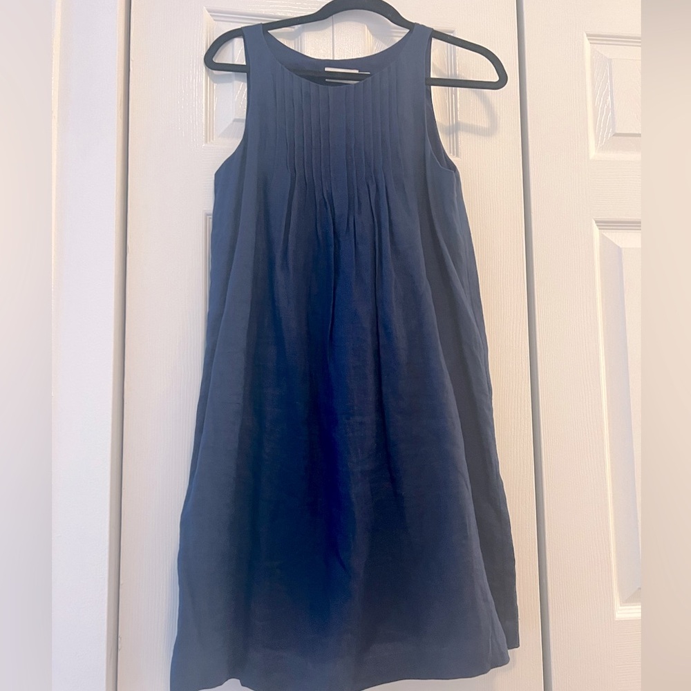 Navy blue tank linen dress